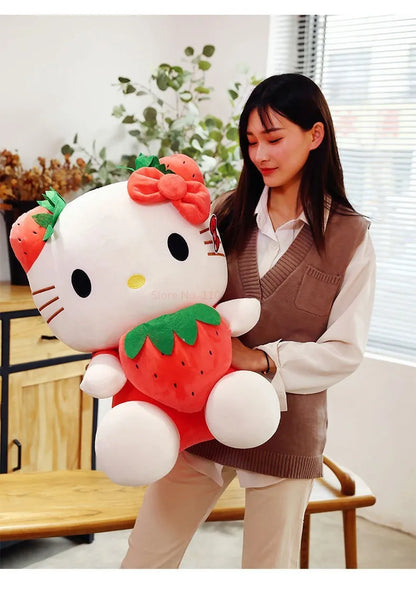 Strawberry Hello Kitty Plush Toy Kawaii Sanrio Stuffed Animal Plushies Cat Soft Doll Girl Room Decor Bed Sofa Sleeping Throw Pillow Kids Birthday Gift