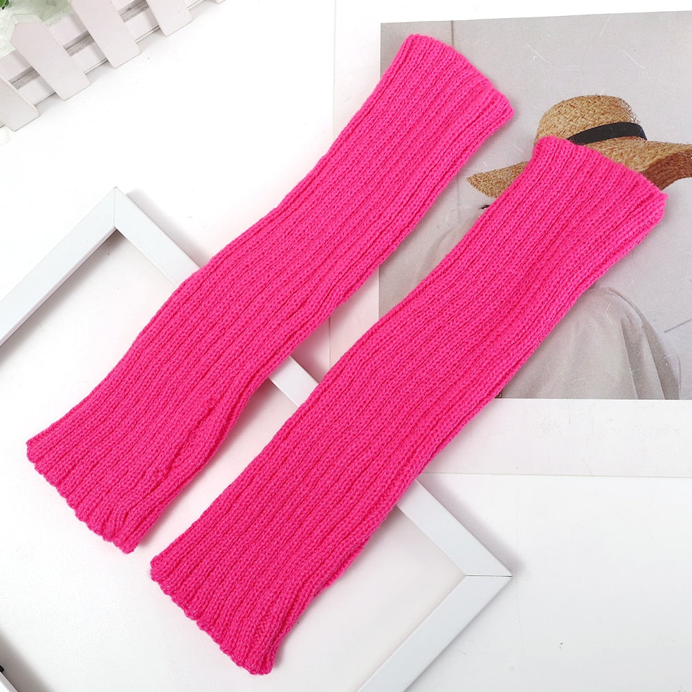 Long Fingerless Gloves Women Mitten Winter Arm Warmer Knitted Arm Sleeve Fashion Casual Soft Girls Clothes Punk Gothic Gloves