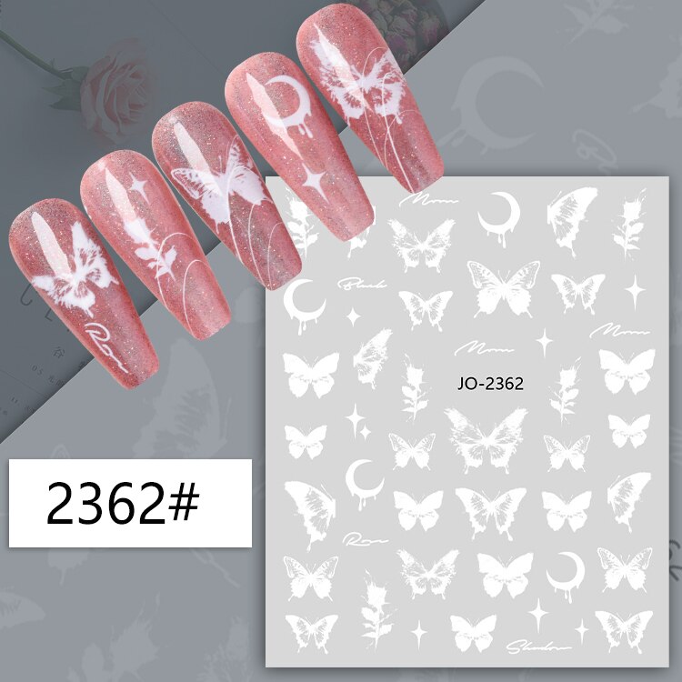 1Sheet Korean White Cloud Blue Nail Art Sticker 3D Star Moon Decal Pure Twilight Self-adhesive Manicure Slider Accessories RE#53