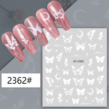 1Sheet Korean White Cloud Blue Nail Art Sticker 3D Star Moon Decal Pure Twilight Self-adhesive Manicure Slider Accessories RE#53