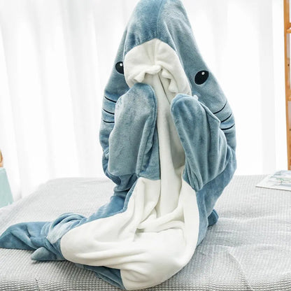 Cartoon Shark Sleeping Bag Pajamas Office Nap Shark Blanket Karakal High Quality Fabric Mermaid Shawl Blanket For Children Adult