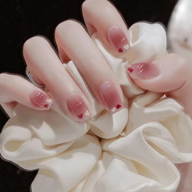 24Pcs Ballerina False Nails with Glue Short Nail Beauty Tools Press on Fake Nails Full Cover Artificial Nails Tips Manicure