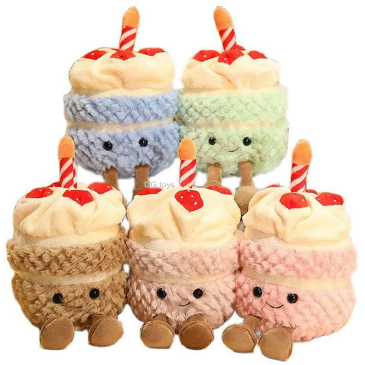 1Pc Adorable Soft Birthday Cake With Candles Fruit Strawberry Cupcake Shape Plushie Baby Cuddly Toys Cute Muffines Dolls Kids