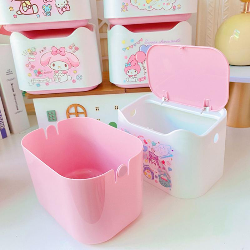 Sanrio Kawaii Anime My Melody Cute Cartoon Kuromi Little Twin Star Girly Heart Personality Desktop Trash Can Toy for Girls