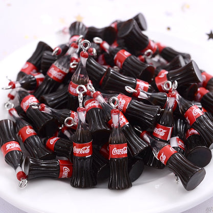 10Pcs Plastic Pop Cola Soda Drinks Beverages Charms Juice Alcohol Lemonade Bottle Resin Pendants for Jewelry Making Mini Crafts