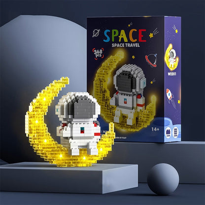 Cartoon LOVE Astronaut Micro Building Blocks Moon Spaceman Earth Figures Diamond Mini Brick Figrues Toys For Kids Birthday Gift
