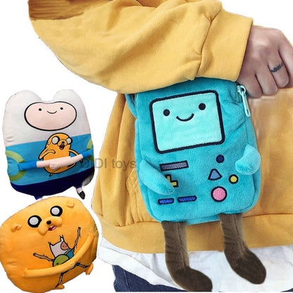 Adventure Time BMO Bag Finn the Human Jake the Dog Cartoon Figure Doll Crossbody Plush Coin Wallet Phone Bag Toys for Children