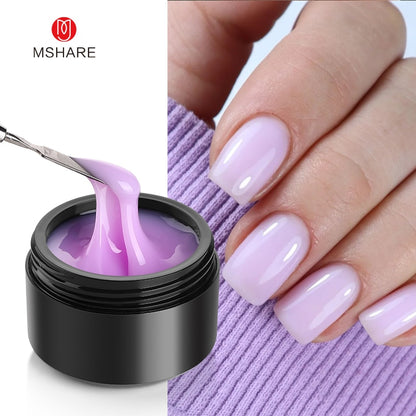 MSHARE Milky White Builder Nail Extension Gel in A Bottle 10ml Self leveling Nails Quick Building Clear Pink UV Led Gel