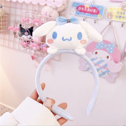 Kawaii Sanrio Plush Headband Kuromi My Melody Cinnamoroll Anime Cute Cartoon New Plush Headband Ear Hair Accessories Gift