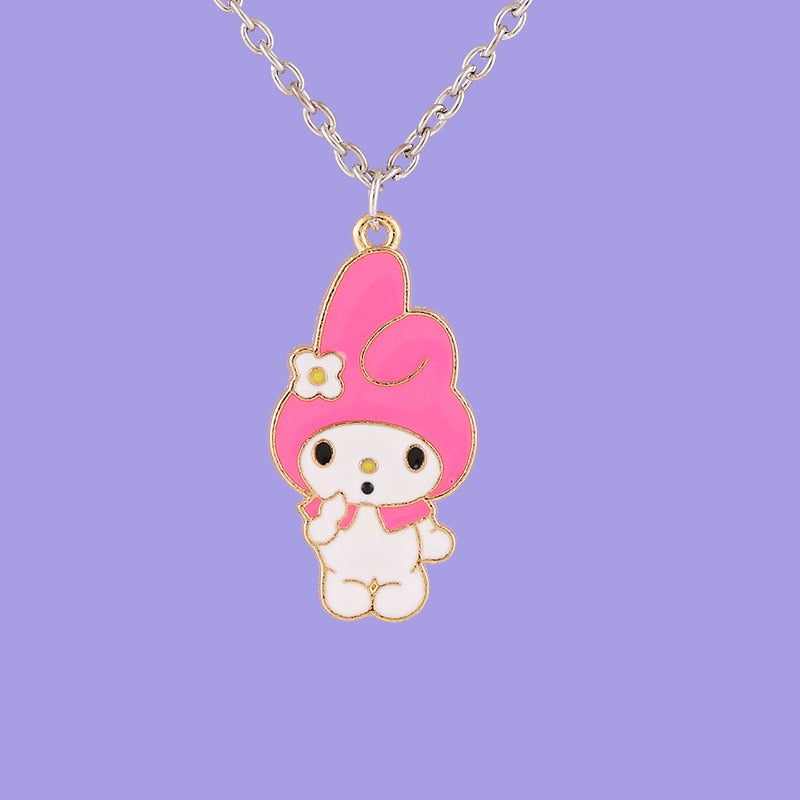 New Hello Kitty Pearl Necklace Cartoon Sanrio Anime KT Cat Luxury Y2k Sweet Clavicle Pendant Christmas Gift Girls Without Box