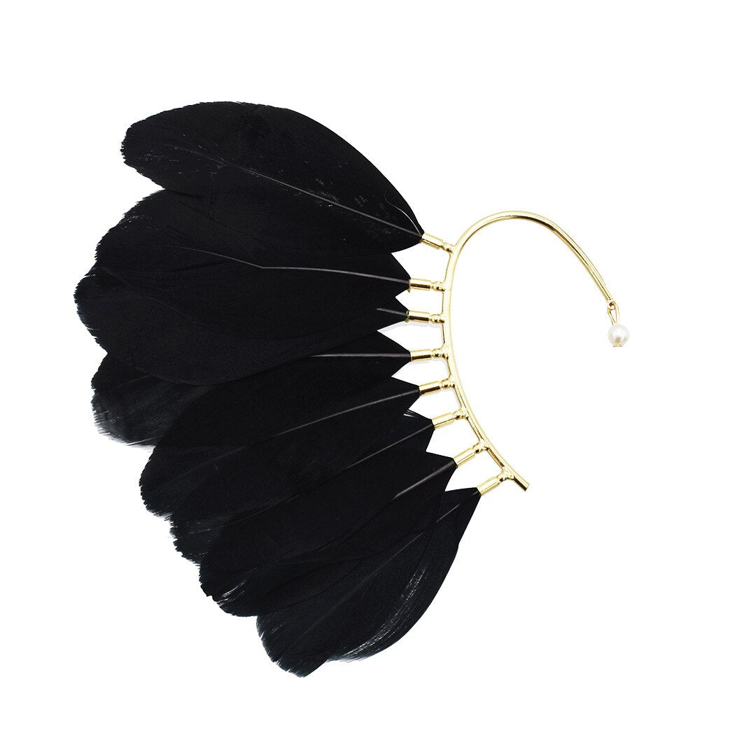 Alloy Leaves Women Ear Cuff Vintage Baroque Exaggerated Beads Clip Earrings Handmade Party Jewelry Gifts Female