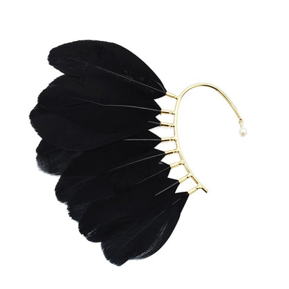 Alloy Leaves Women Ear Cuff Vintage Baroque Exaggerated Beads Clip Earrings Handmade Party Jewelry Gifts Female