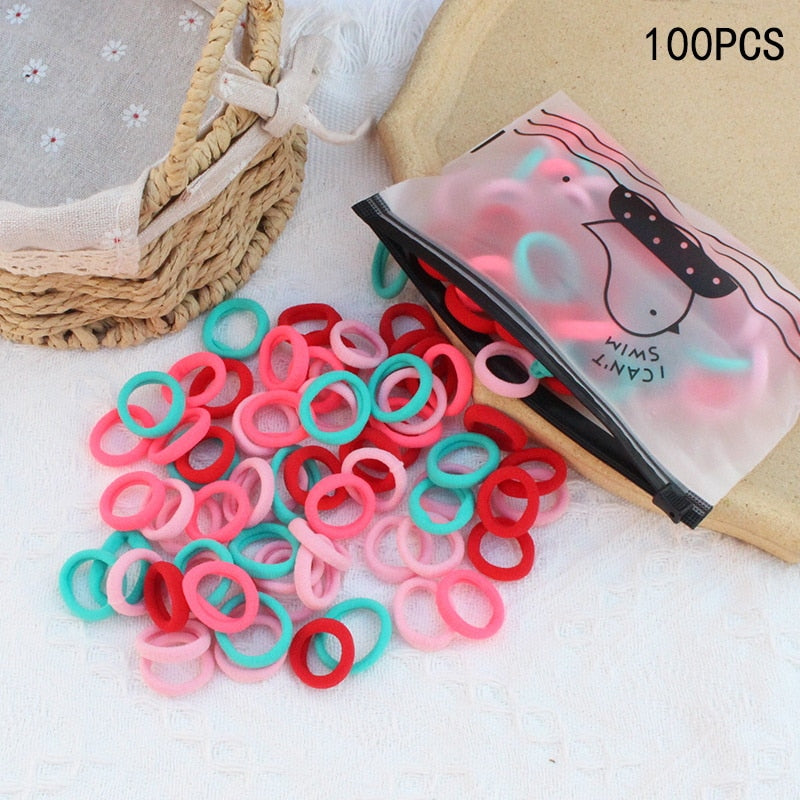 20/50Pcs/Set Girls Colorful Nylon Small Elastic Hair Bands Kids Cute Bow Hair Bands Ponytail Holder Headband Hair Accessories