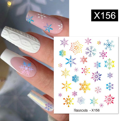 Harunouta Simple Flowers 3D Nail Stickers Gold Heart French Tip Lines Leopard Print Design Adhesive Sliders Manicure Nail Decals