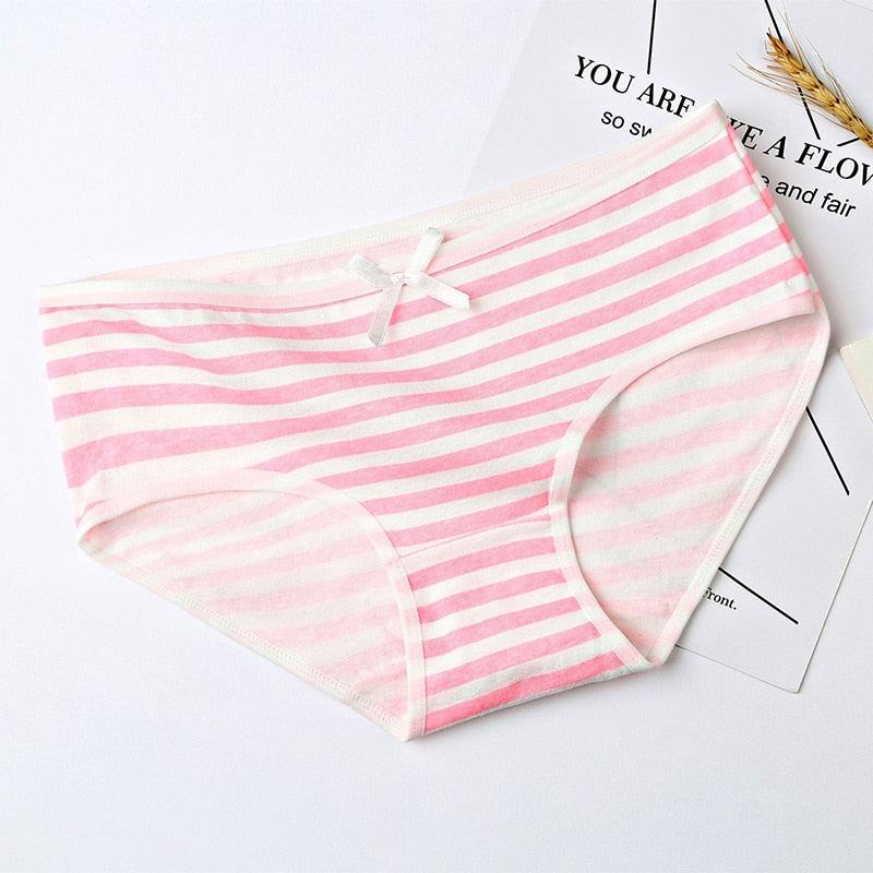 Free Size Japan Harajuku Kawaii Anime Stripes Underpants Cotton Panties Lingerie Pink Blue Bandage Underwear Lolita Girl