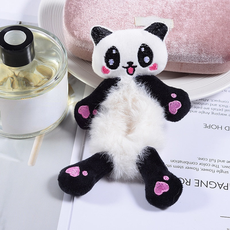 Plush Hair Scrunchies Cute Kawaii Stuffed Animal Plushies Hair Tie Frog Bunny Duck Cat Panda Teddy Bear Ponytail Rubber Band Ring Girls Kids Hair Accessories