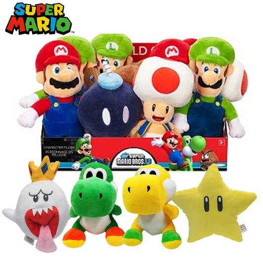 Super Mario Plush Toys Bros Plushies Luigi Stuffed Animals Yoshi Toad King Boo Goomba Koopa Troopa Star Piranha Plant Bob-Omb Video Game Figures