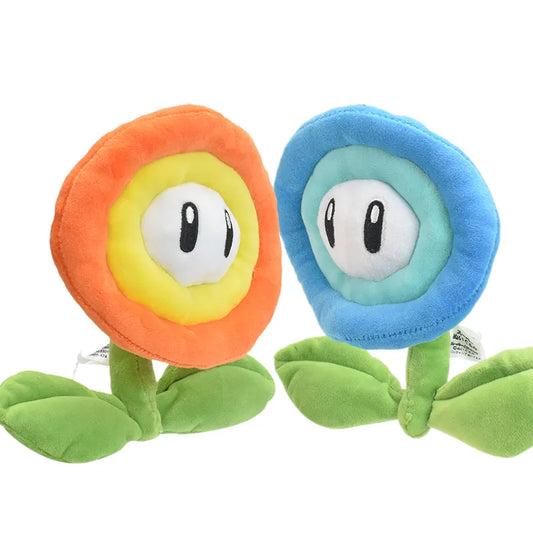 Mario Cartoon Game Plush Toy Bros Red Flame Flower Blue Ice Flower Soft Stuffed Doll Plush Toys Birthday Gifts