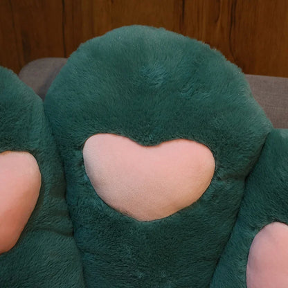 2 Sizes Kawaii Plush Bear Paw Mat Cute Animal Bear Cat Foot Pillow Heart Plush Cushion Stuffed Soft Toys for Home Decor Gifts