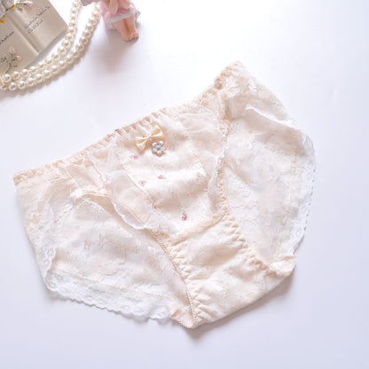 Cotton Ruffle Cute Lovely Sweety Girl Panties Bow Japanese Princess Style High Elasticity Breathable Women Underwear Breifs