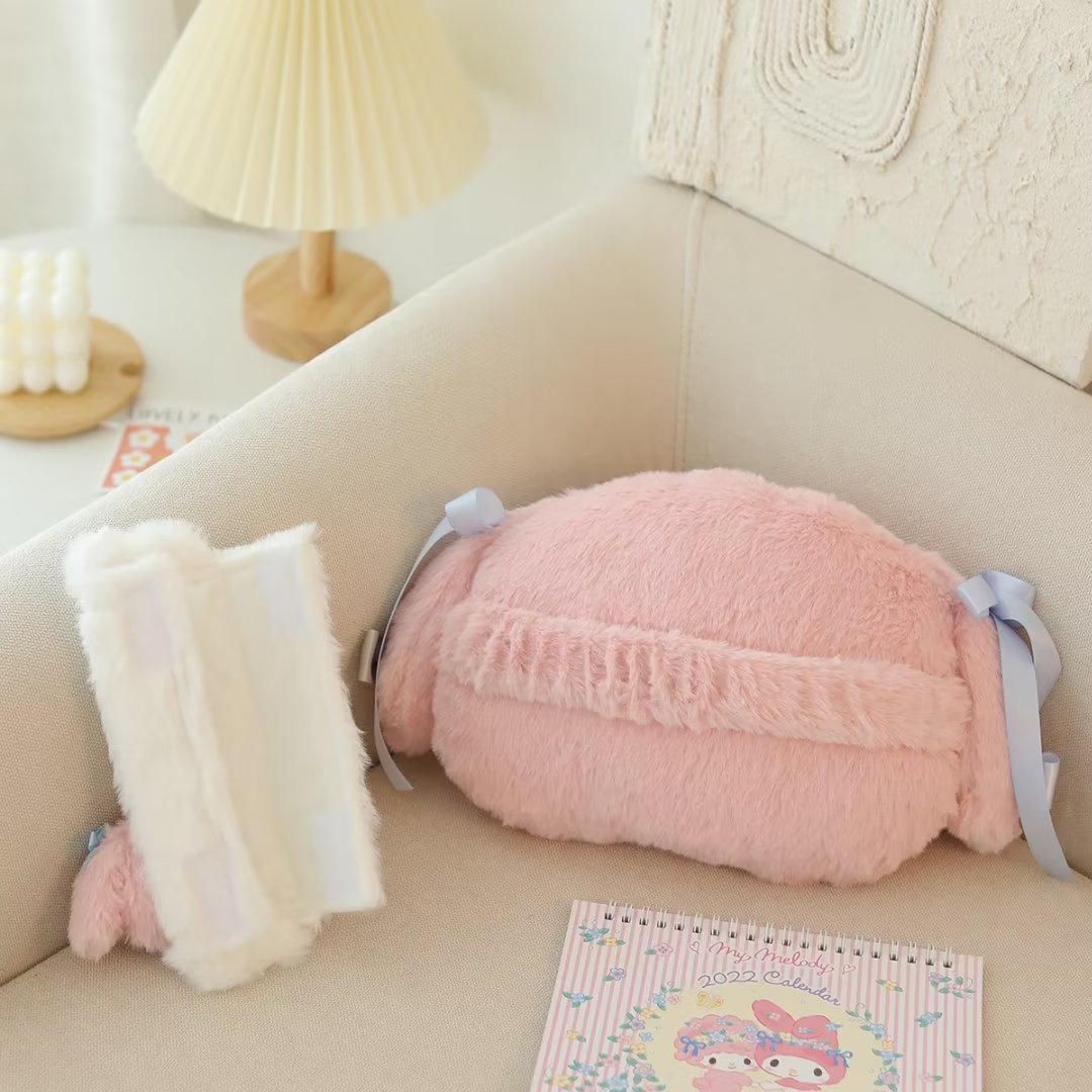 TAKARA TOMY Cute My Melody Car Seat Headrest Seat Belt Cover Kawaii Soft Comfortable Back Cushion Pillow Blanket Xmas Gifts