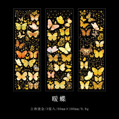 3 Sheets Glitter Butterfly Stickers Waterproof Decorative Decals for Journaling Laptop Scrapbooking Journal Planner