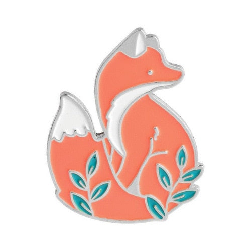 Little Fox Combination Metal Enamel Brooch Japanese Cartoon Cute Nine-tailed Fox Small Animal Badge Pin Jewelry Men Women Gifts