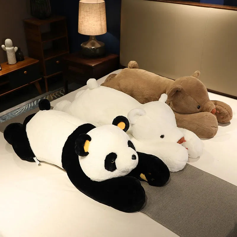 120CM Cute Giant Long Panda Bear Plush Lie Prone Posture Stuffed Animal Doll Toy Pillow Cartoon Kawaii Dolls Girls Kids Gifts