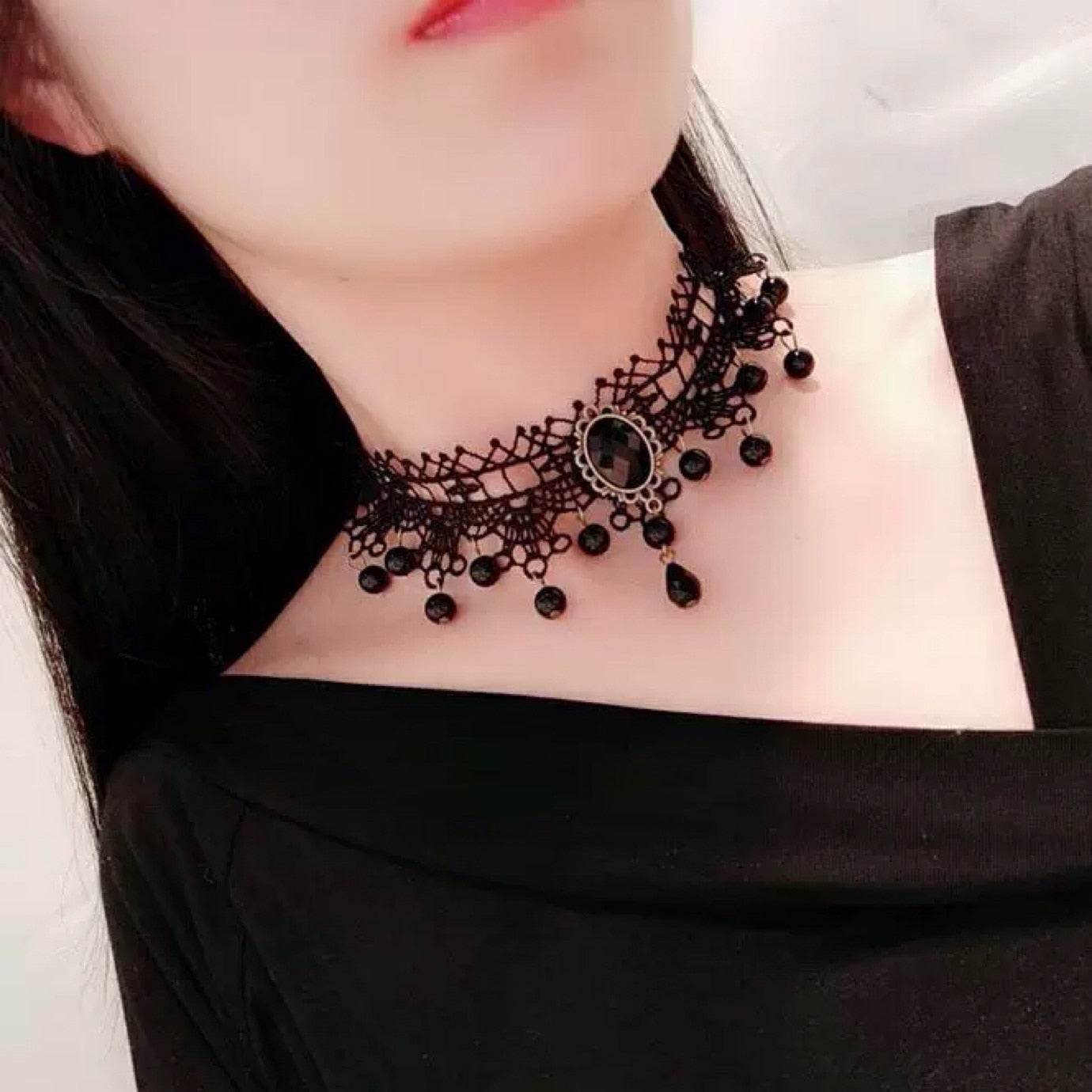 Korean Fashion Velvet Choker Necklace for Women Vintage Lace Necklace with Pendants Gothic Girl Neck Jewelry Accessories