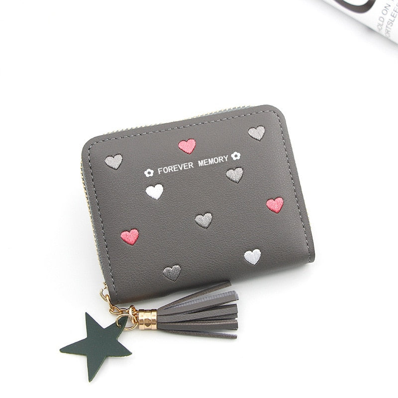 1PC Women Small Wallet Ladies Mini Tassel Wallet Cute Girl Short Zipper Lovely Pu Leather Coin Purse Female Hand Wallet Purse