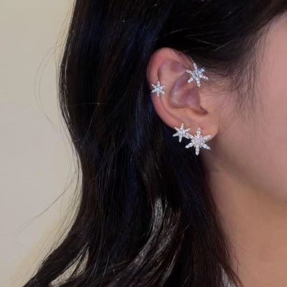 Korean Elf Butterfly Ear Cuff Without Piercing Clip Earrings for Women Elegant Sparkling Zircon Crystal Ear Clip Wedding Jewelry