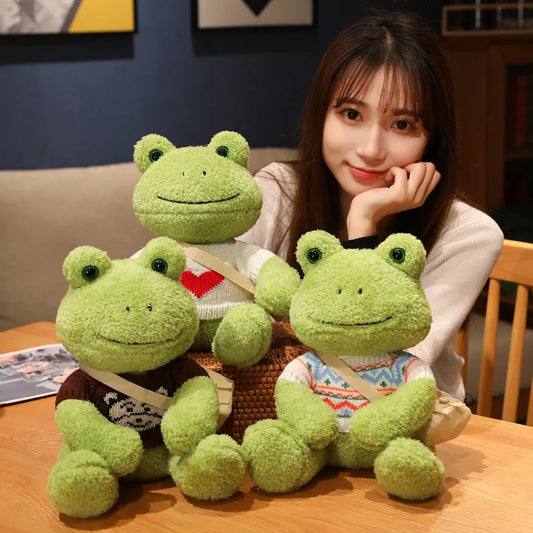 Kawaii Frog Plush Toy 25cm Dress-Up Froggy Stuffed Animal Plushies Fluffy Soft Doll Pillow Buddy Children Kids Boys Girls Birthday Gift