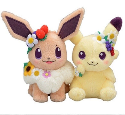 Pokémon Flower Crown Pikachu and Eevee Event Plushie: Video Game Stuffed Animal Toy Stuffie