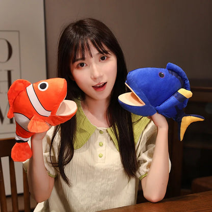 Stuffed Animal Ocean Series Plush Toys Hand Finger Story Puppet Octopus Penguin Crocodile Chameleon Shark Fish Killer Whale Kawaii Education Toys