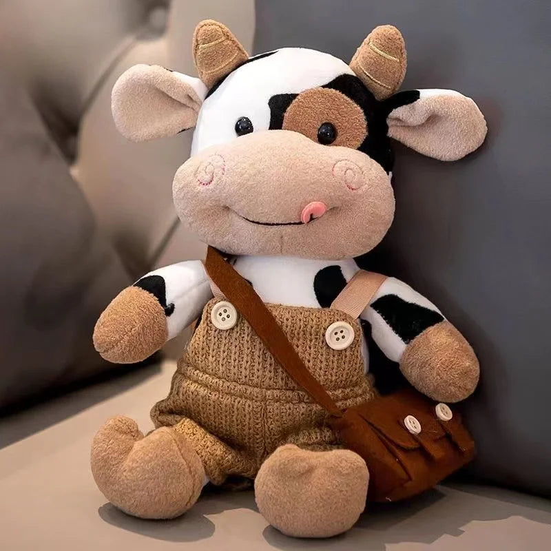 26CM Cartoon Milk Cow Plush Doll Cute Simulation Cattle Animals Plush Toys Soft Stuffed Sweater Cow Pillow Kids Birthday Gifts