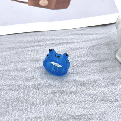 Colorful Luminous Frogs Acrylic Ring for Women Cute Funny Cartoon Animal Aesthetic Glow In The Dark Rings Summer Jewelry Gift