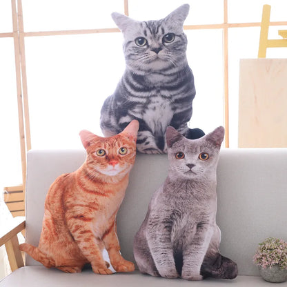 Simulation Plush Cat Pillow Soft Stuffed Realistic Animal Cushion Sofa Decor Cartoon Plush Toy Children Kid Kawaii Birthday Gift