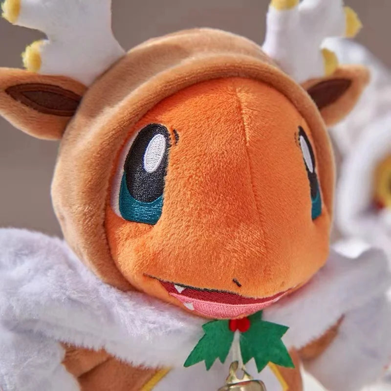 25cm Pokemon Limited Edition Warm Christmas Gift Bell Elk Fire Dragon Anime Pikachu Plush Doll Plush child Toy Holiday Souvenirs