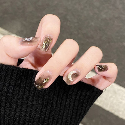 24Pcs Pink Ballet False Nails Long Coffin with Rhinestone Love Heart Wearable Fake Nails Full Cover Press on Nails Tips Glitter