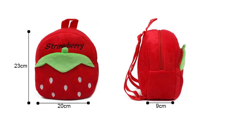 Cute Strawberry Plush Backpack Cartoon Animal Mini School Bags Candy Bag for Kids Baby Girl Boy Gift 1-3 Years