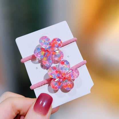 Children Sequins Floral Elastic Hair Bands Rubber Band Hair Tie Princess Kawaii Hair Rope Headwear Girls Kids Hair Accessories