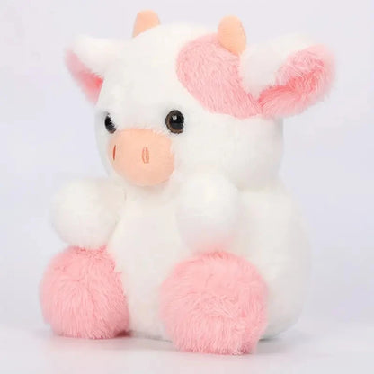 Kawaii Cow Stuffed Animal Plush Toy 20cm Cute Strawberry Cow Plushies Blue Black Brown Pink Baby Calf Soft Doll Cattle Kids Birthday Gift