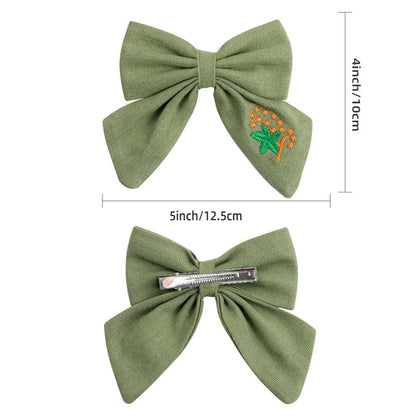 Fashion Embroidery Bows Hair Clips Solid Hairpins For Girls Handmade Ribbon Barrettes Kids Butterfly Hair Pin Korean Headwear