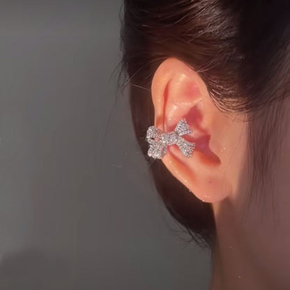 Korean Elf Butterfly Ear Cuff Without Piercing Clip Earrings for Women Elegant Sparkling Zircon Crystal Ear Clip Wedding Jewelry