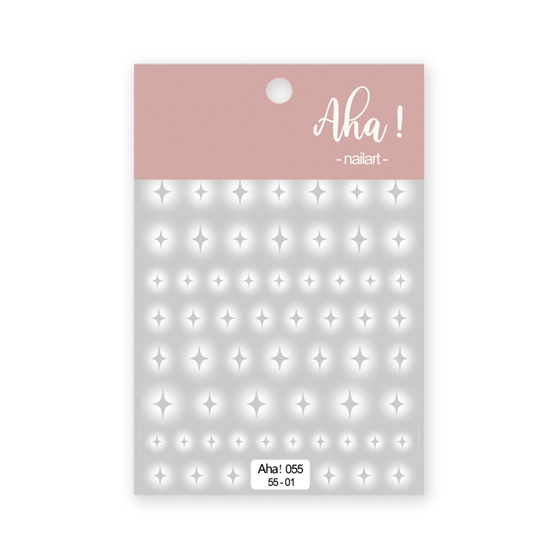 1Sheet Korean White Cloud Blue Nail Art Sticker 3D Star Moon Decal Pure Twilight Self-adhesive Manicure Slider Accessories RE#53