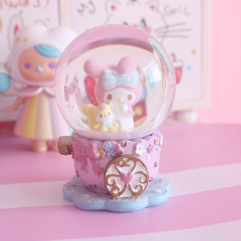 Sanrio Kawaii Cute My Melody Littletwinstars Cute Crystal Ball Cartoon Jewelry Box Ornament Birthday Gifts for Friends