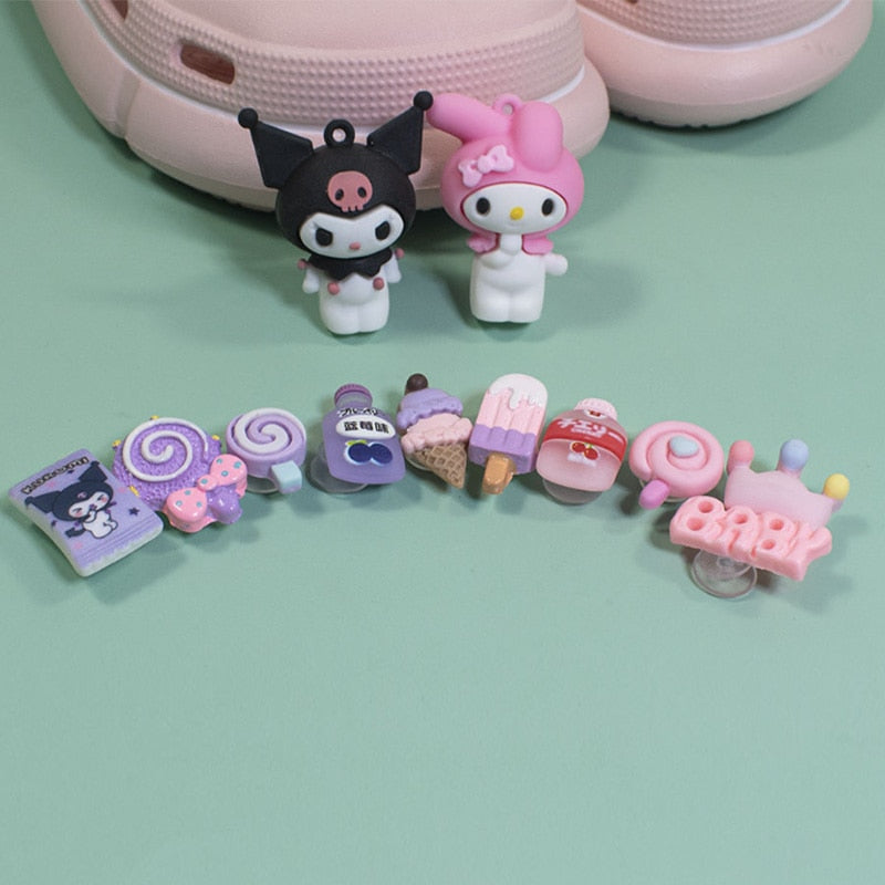 Sanrio Accessories Shoe Charms Buckle Anime Kuromi Cinnamoroll Hello Kitty Melody Cartoon DIY Combiation Girl Gift