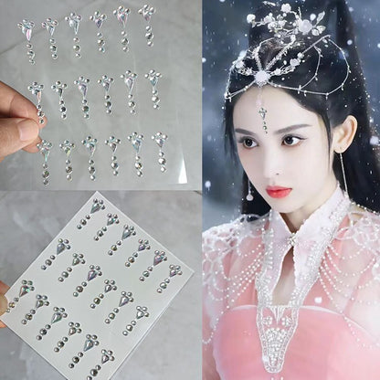 Disposable Tattoo Stickers 3D Face Jewelry Crystal Diamond DIY Eyes Face Body Rhinestones Waterproof Makeup Art Party Decoration