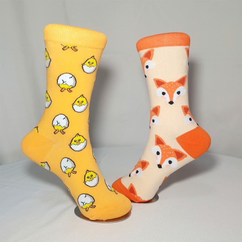 Cute Women Socks Cartoon Animal Food Fruit Socks  Kawaii Funny  Trendy Socks Happy Harajuku Casual Socks Autumn Spring Stocking