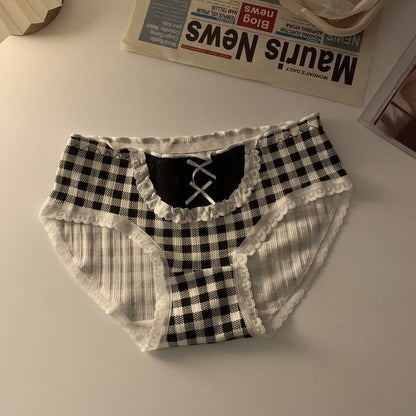 Lolita Girls Bow-knot Cotton Underwear Japanese Ladies Cute Antibacterial Mid-waist Briefs Lingerie